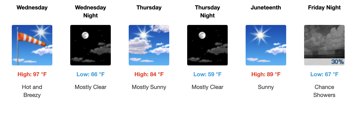 Three day weather forecast Salina, June 17 - June 19 - US National Weather Service