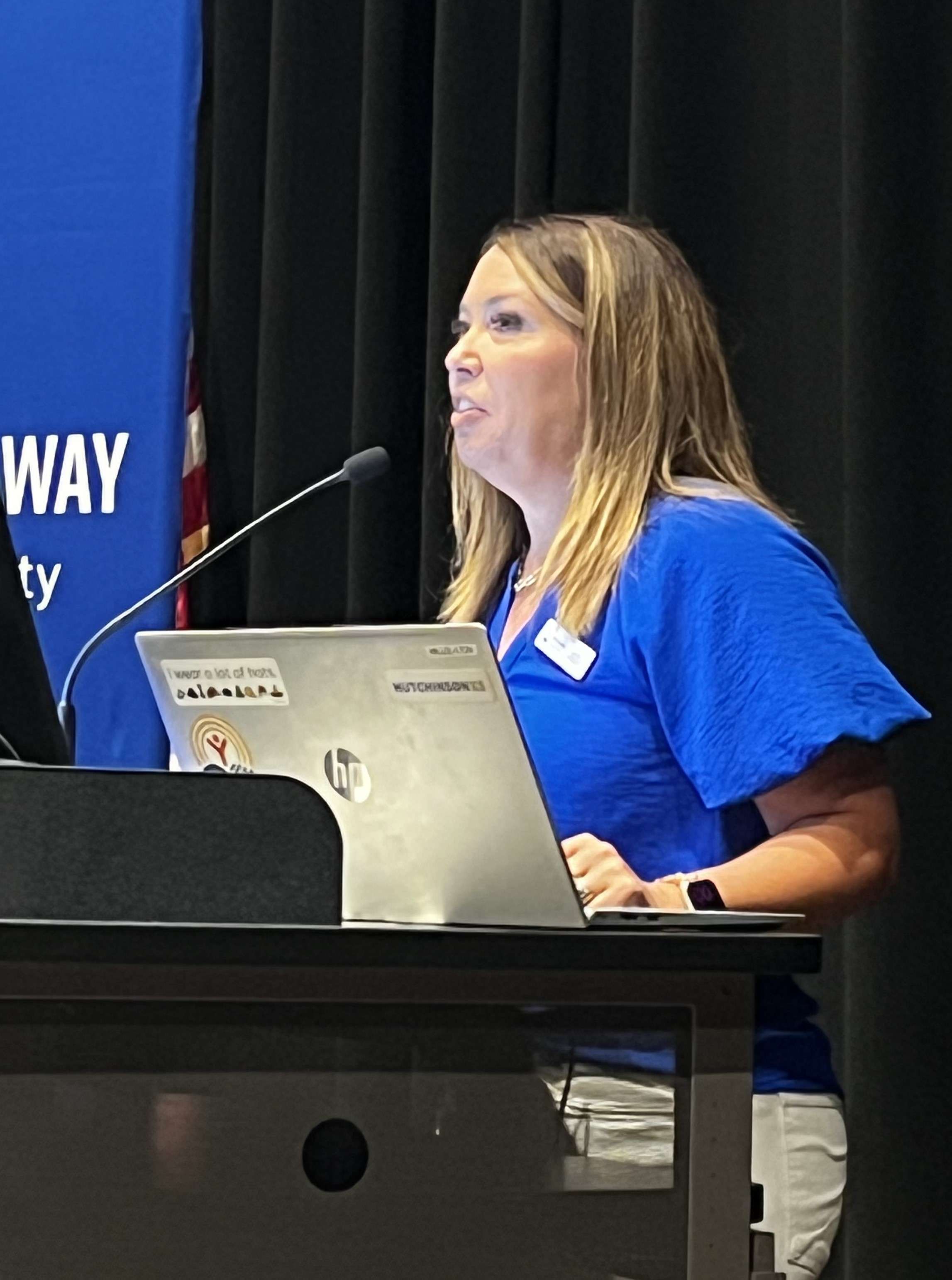 Lacey Mills, Executive Director presents the United Way of Reno County's investment into the community. (Hutch Post photo)
