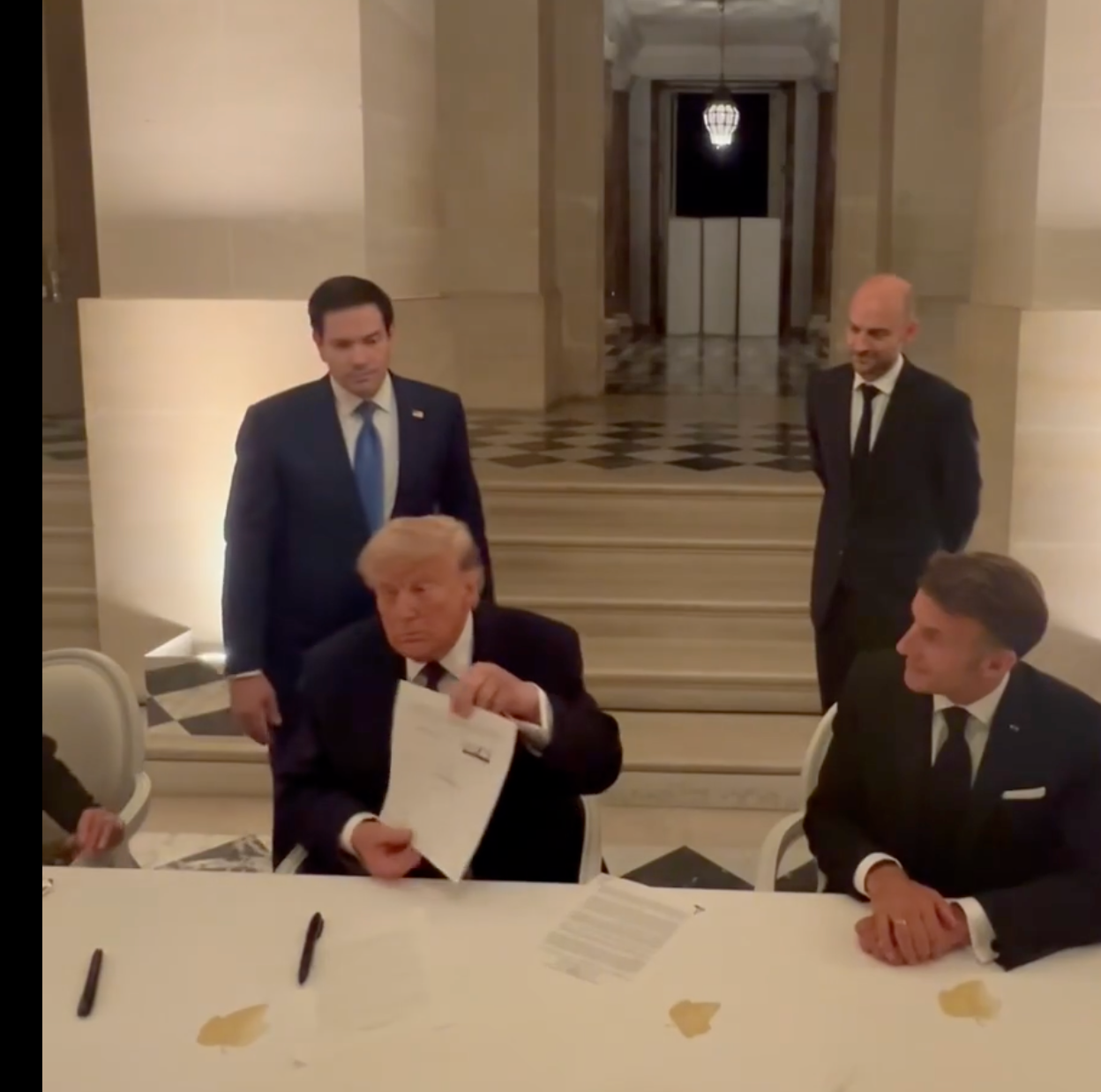 Image from video provided by French. President Macron