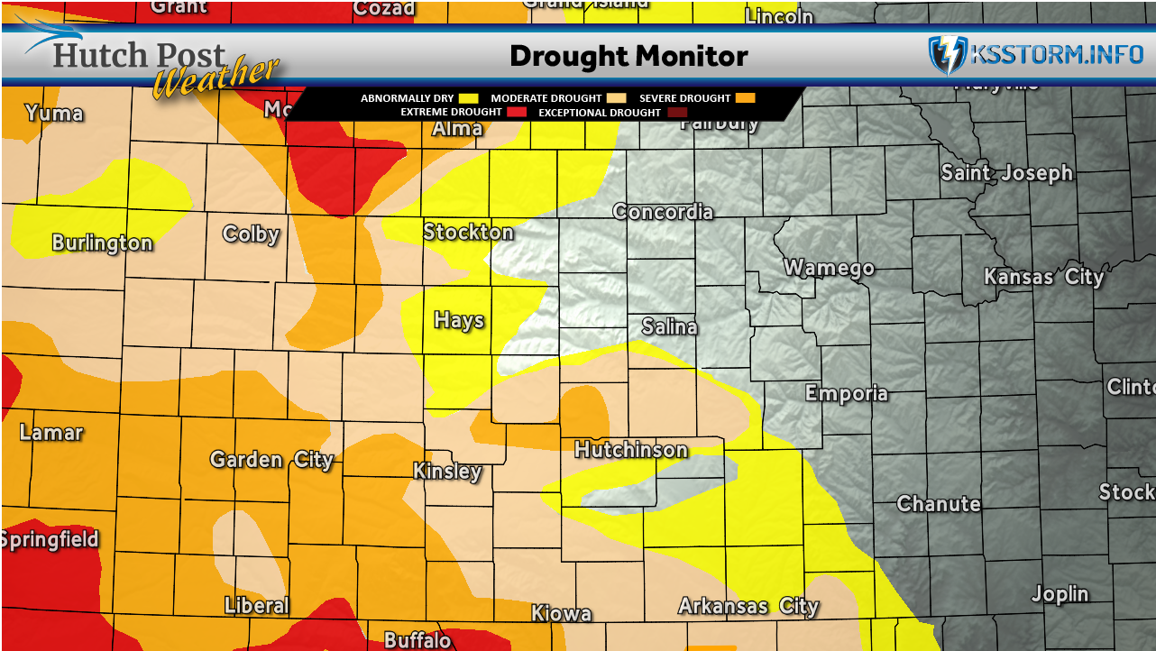 Drought Monitor for June 16, 2026 - (Hutch Post graphic) - Map data courtesy National Drought Mitigation Center at the University of Nebraska-Lincoln)