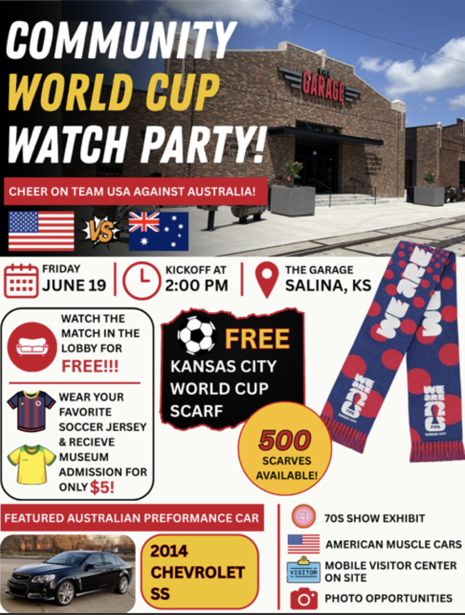 The Garage Automotive Museum hosting a&nbsp;special community watch party&nbsp;on&nbsp;Friday, June 19, as Team USA takes on Australia.