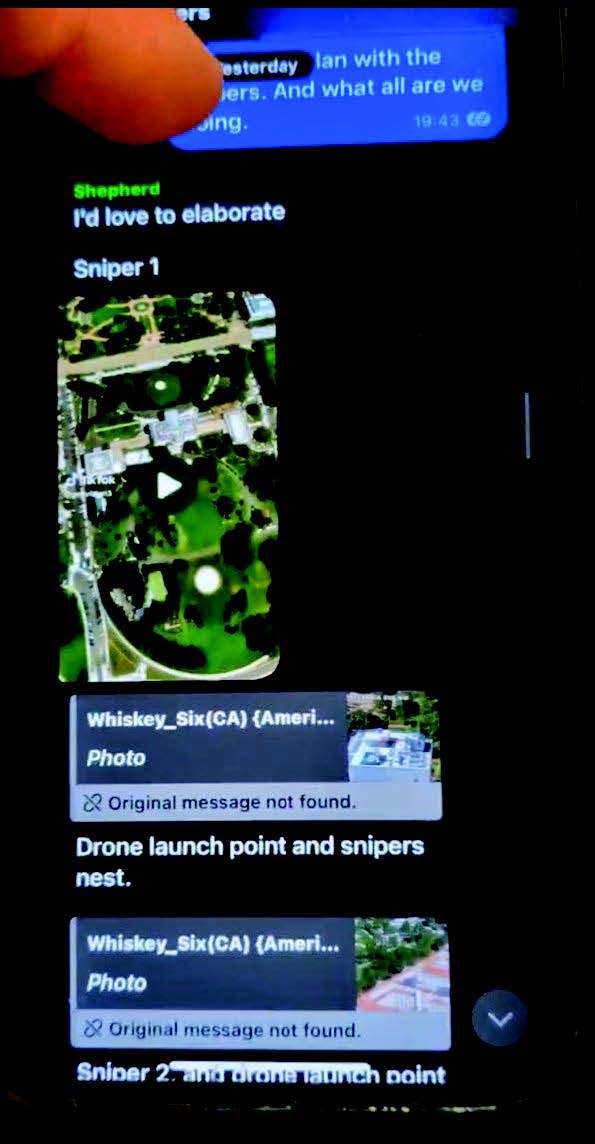 Screenshot of messages and maps on Proper’s phone, from the complaint filed in the Central District of California.
