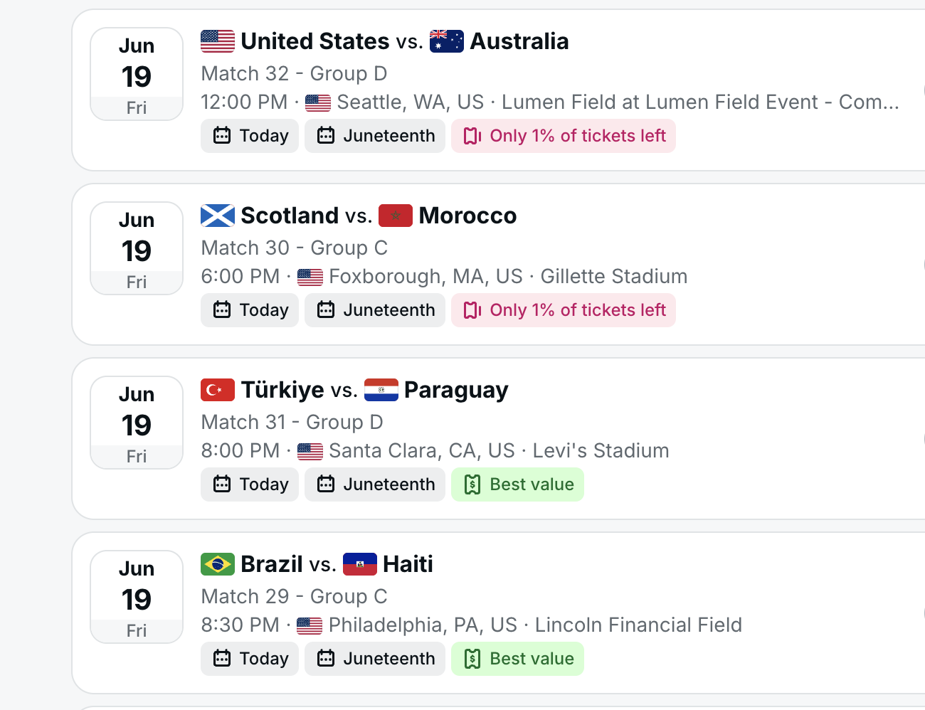 Image from StubHub ticket site Friday, June 19