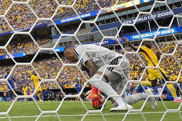 Curaçao goalkeeper Eloy Room made 15 saves, tying a FIFA World Cup record held by USA goalkeeper Tim Howard, to help&nbsp;Curaçao to a 0-0 draw with Ecuador, and the countries first ever World Cup point/ Photo courtesy of X