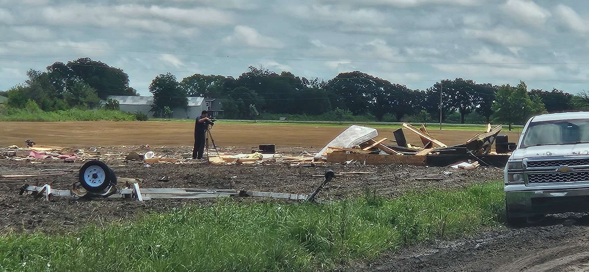Damage left from an EF tornado that touched down east of Sedgwick in the early morning hours of  June 21, 2022