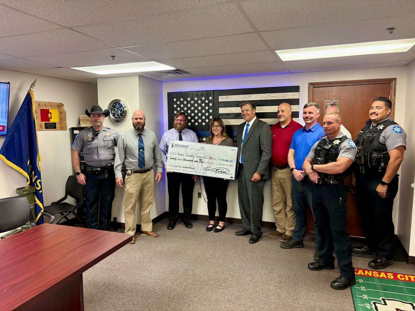 The Reno County Sheriff's Office was presented with a $25,000 grant to update its digital forensic technology. (Photo courtesy Kansas Attorney General's office. 