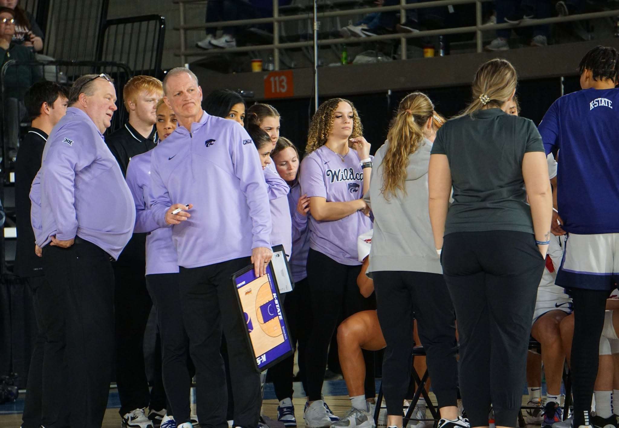 Kansas State head coach Jeff Mittie and assistant coach Mike Nicholson during the Bill Snyder Classic at Civic Arena.&nbsp; Nicholson is heading to be an assistant coach at Missouri after spending five years at Kansas State/ File photo