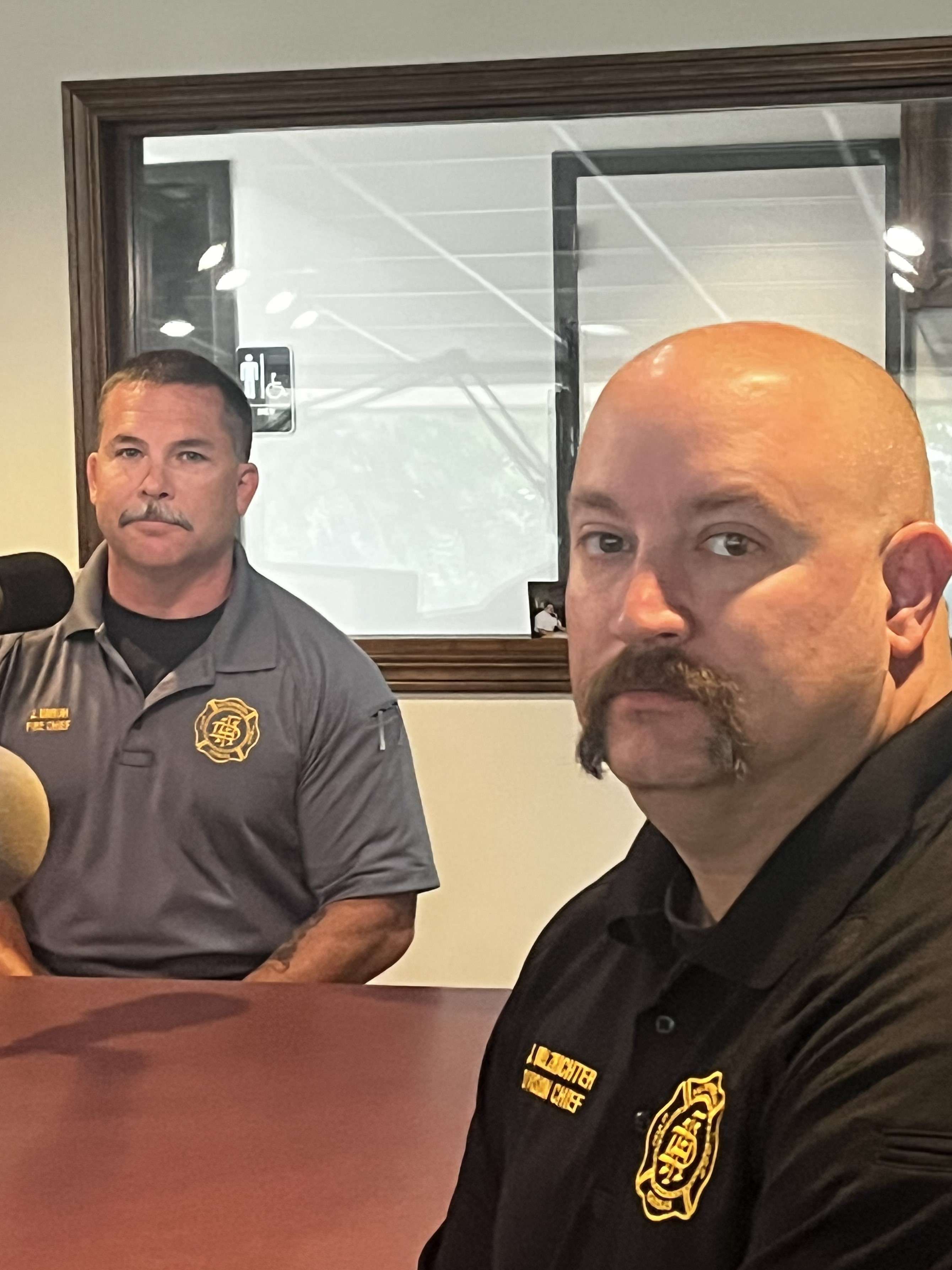 Jeremy Unruh, Hutchinson Fire Chief (L), Justin Holzrichter, Div. Chief of Operations, Hutchinson Fire Department