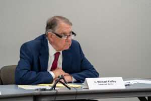 Commissioner J. Michael Coffey, of Omaha, of the Nebraska Medical Cannabis Commission. June 26, 2025. (Zach Wendling/Nebraska Examiner)