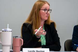 Commissioner Lorelle Mueting of Gretna of the Nebraska Medical Cannabis Commission. June 26, 2025. (Zach Wendling/Nebraska Examiner)