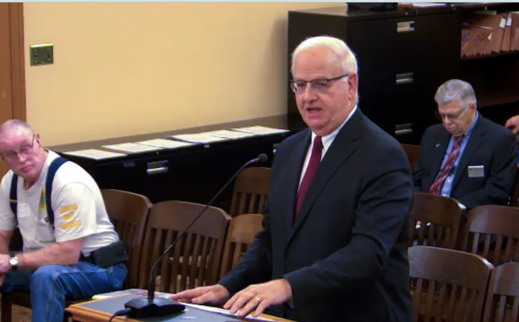 Mark Burghart, secretary of the Kansas Department of Revenue, plans to retire July 31 from the job of leading the state's tax collection agency with five months remaining in Democratic Gov. Laura Kelly's second term in office. (Kansas Reflector screen capture of Kansas Legislature video)