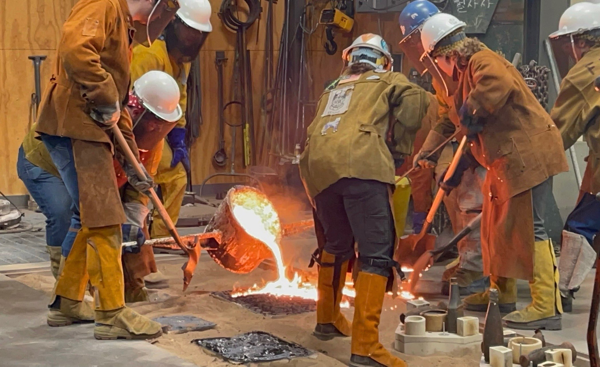 An iron-pour done by multiple students at the FHSU Foundry including Schluckebier. Courtesy photo 