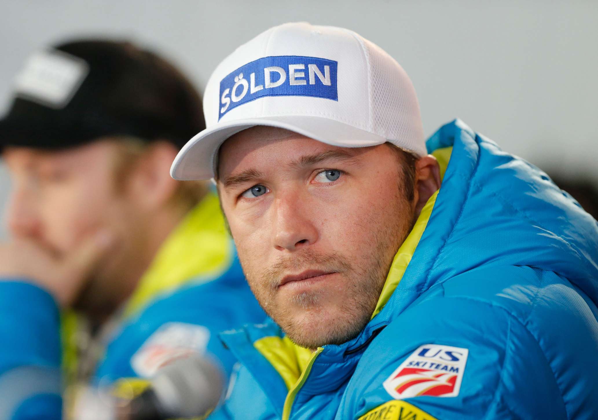 FILE - USA men's ski team member and six-time Olympic medalist Bode Miller participates in a news conference at the alpine skiing world championships Feb. 2, 2015, in Beaver Creek, Colo. (AP Photo/Brennan Linsley, File)