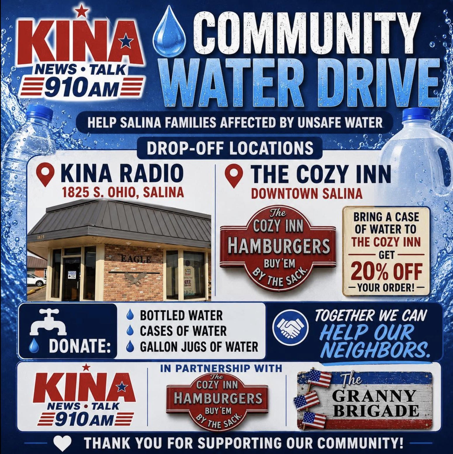 Community water drive to help Salina families affected by unsafe/undrinkable water
