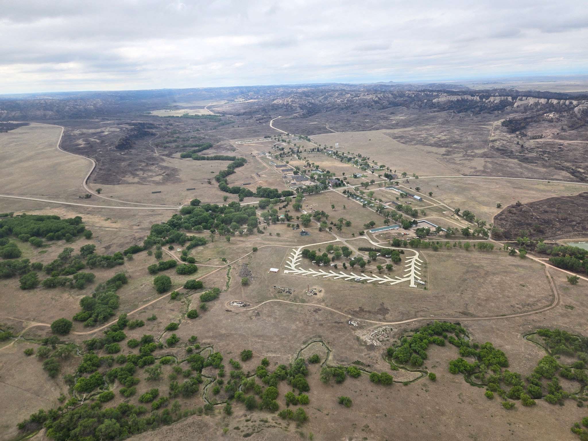 Aerial Image of Fort Robinson State Park, with the Burn area visible. -US Forest Service Photo