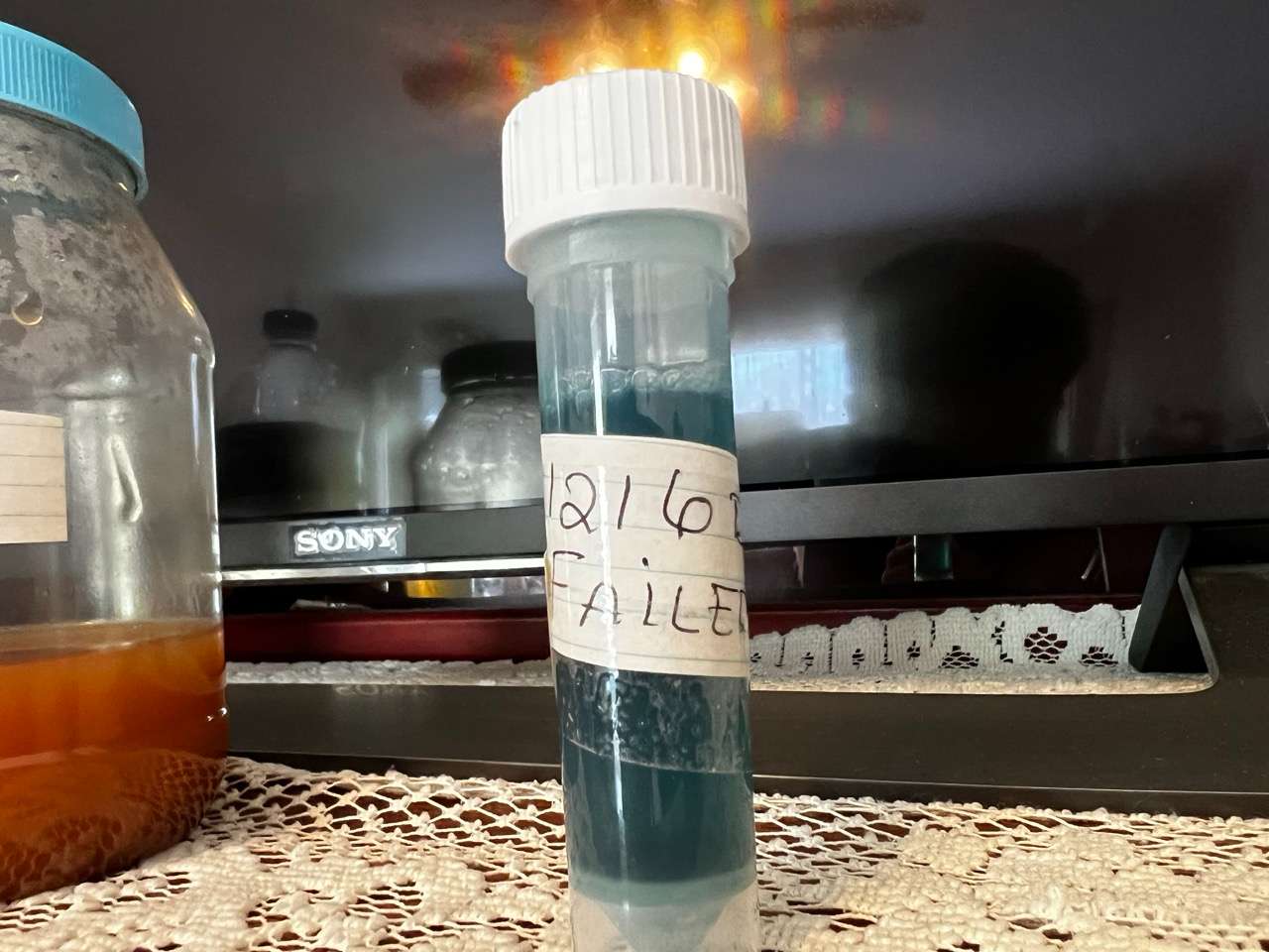 Coliform bacteria are present in this blue-green water capsule.&nbsp;<b>According to the Kansas Department of Health and Environment (KDHE), if coliform bacteria is in your water, your risk of contracting an illness is increased, and you need to address the problem.</b>