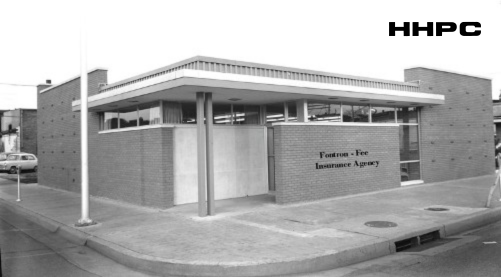 Fontron - Fee Insurance Agency - 30 W. Sherman - 1960 (James &amp; Franklin Fee - New Building). Courtesy of the Conard-Harmon Collection.
