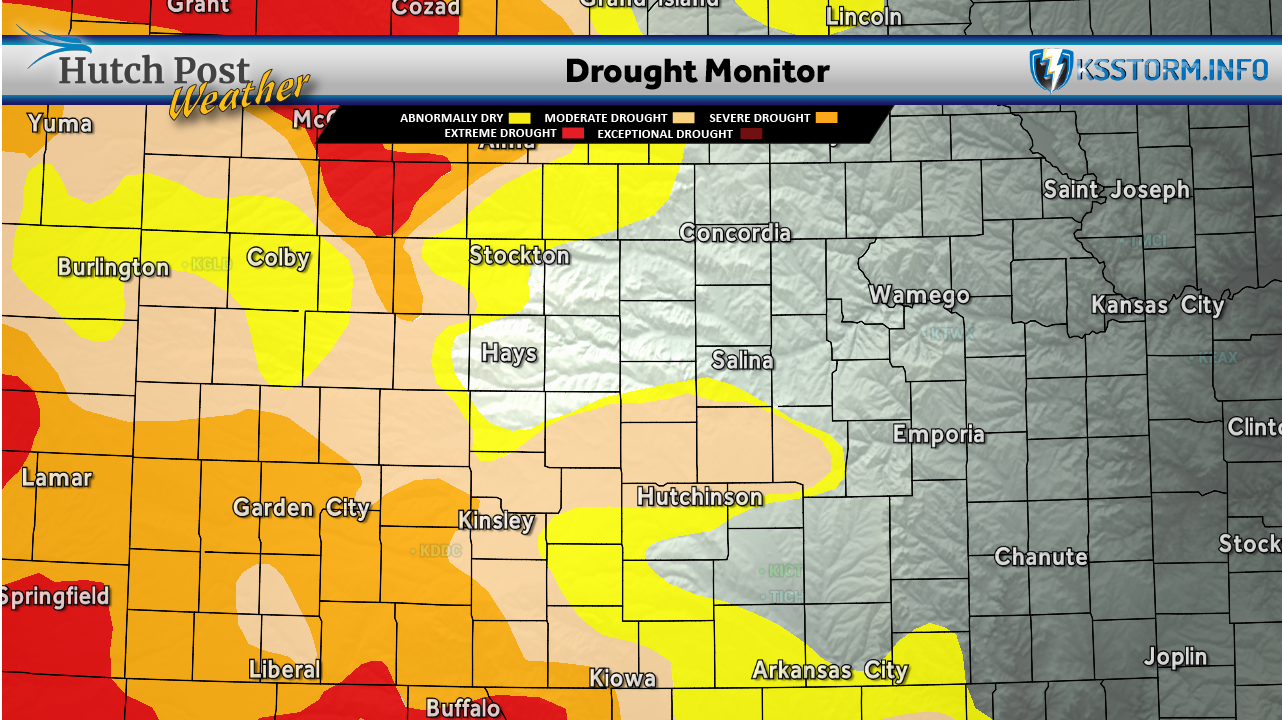 Drought Monitor for June 23, 2026 - (Hutch Post graphic) - Map data courtesy National Drought Mitigation Center at the University of Nebraska-Lincoln.