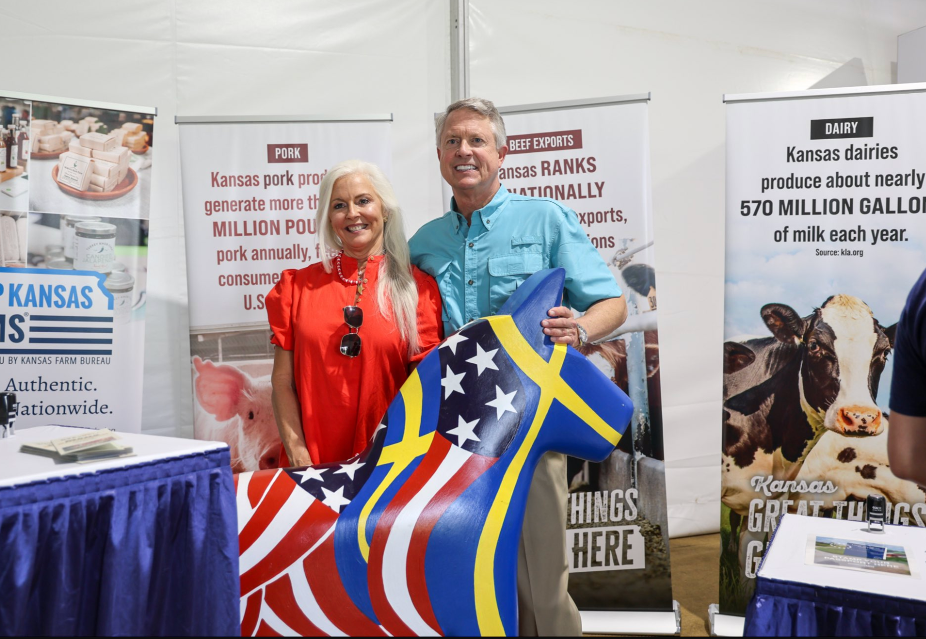 Senator Marshall works the Kansas booth at Freedom 250
