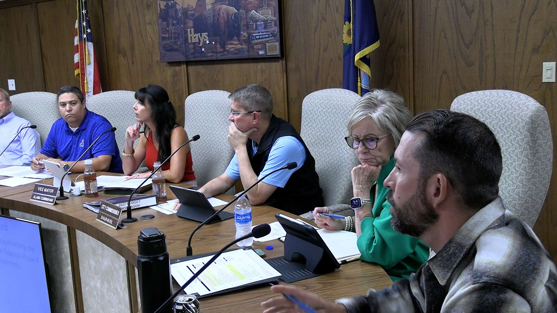Hays city commissioners at their June 25 meeting. Photo by Becky Kiser/Hays Post