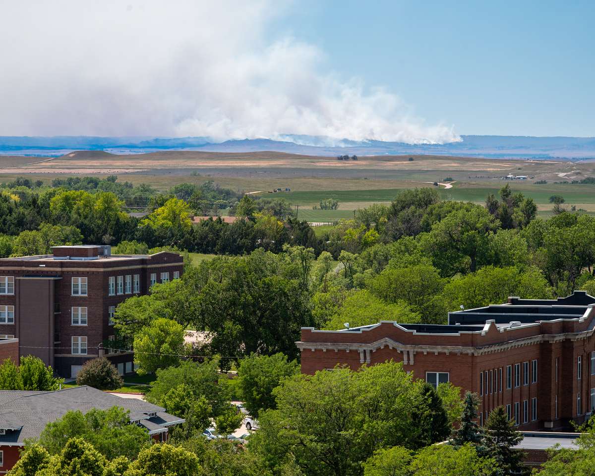 The South Fork Fire as seen from the roof of High Rise, June 12, 2026. (Photo by Sydney Brown/Chadron State College)