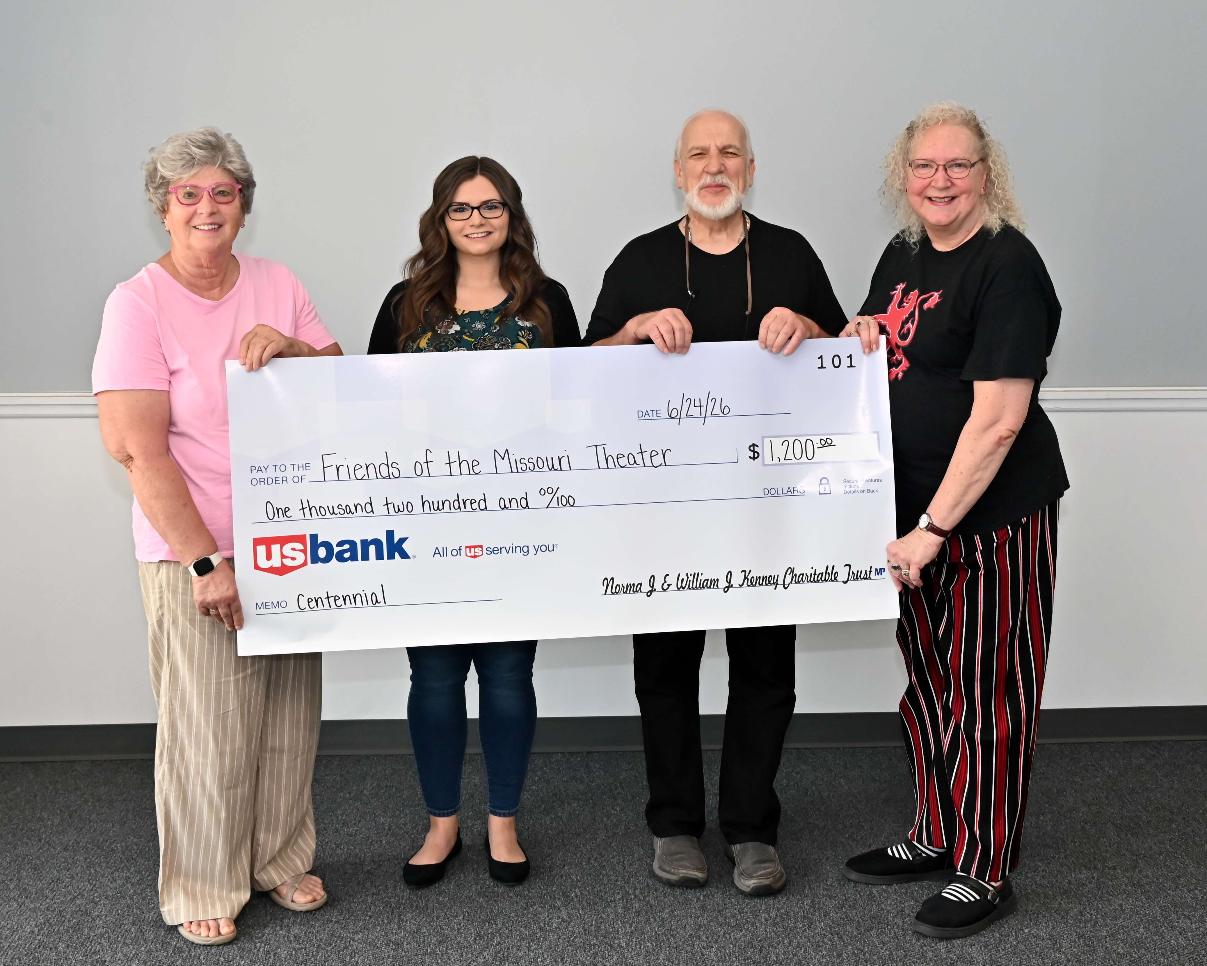 Photo L to R: Beth Sharp (CCS), Courtney Jimeniz, Assistant VP/Trust Officer of US Bank Wealth Management, Frank Polleck, Missouri Theater and Lori McAlister/ Photo by Stephen McAlister courtesy of Lori McAlister