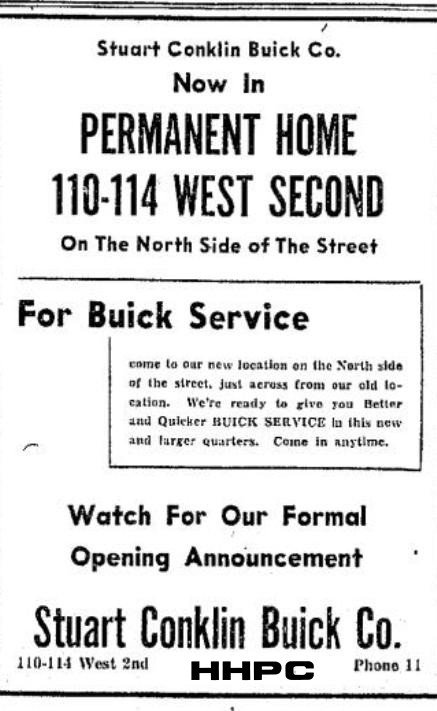 Stuart Conklin Buick Opening - Hutchinson News Sept. 2, 1941, p2. Courtesy of the Conard-Harmon Collection.