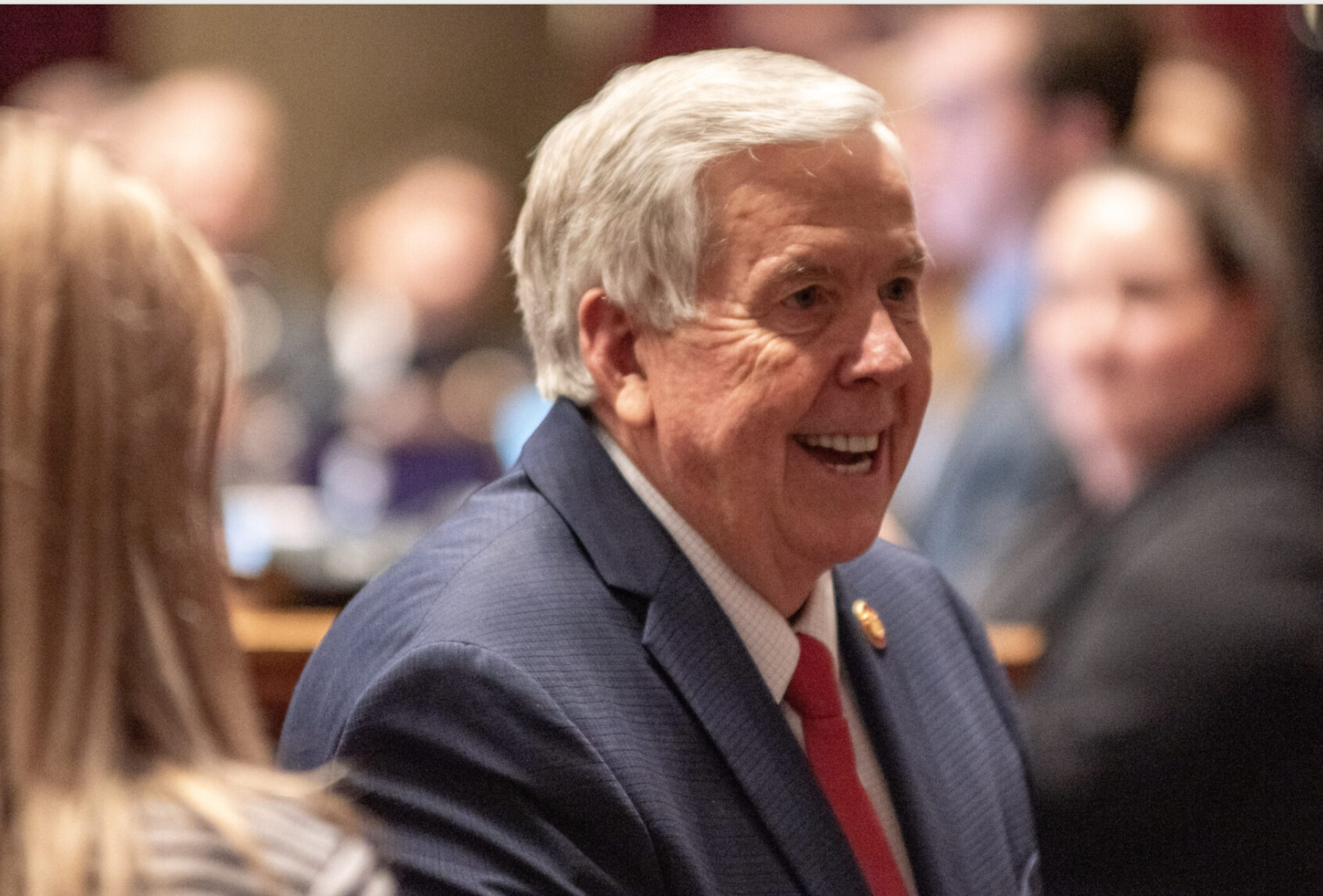  Missouri Gov. Mike Parson prior to the State of the State address on Jan. 24, 2024 (Annelise Hanshaw/Missouri Independent).