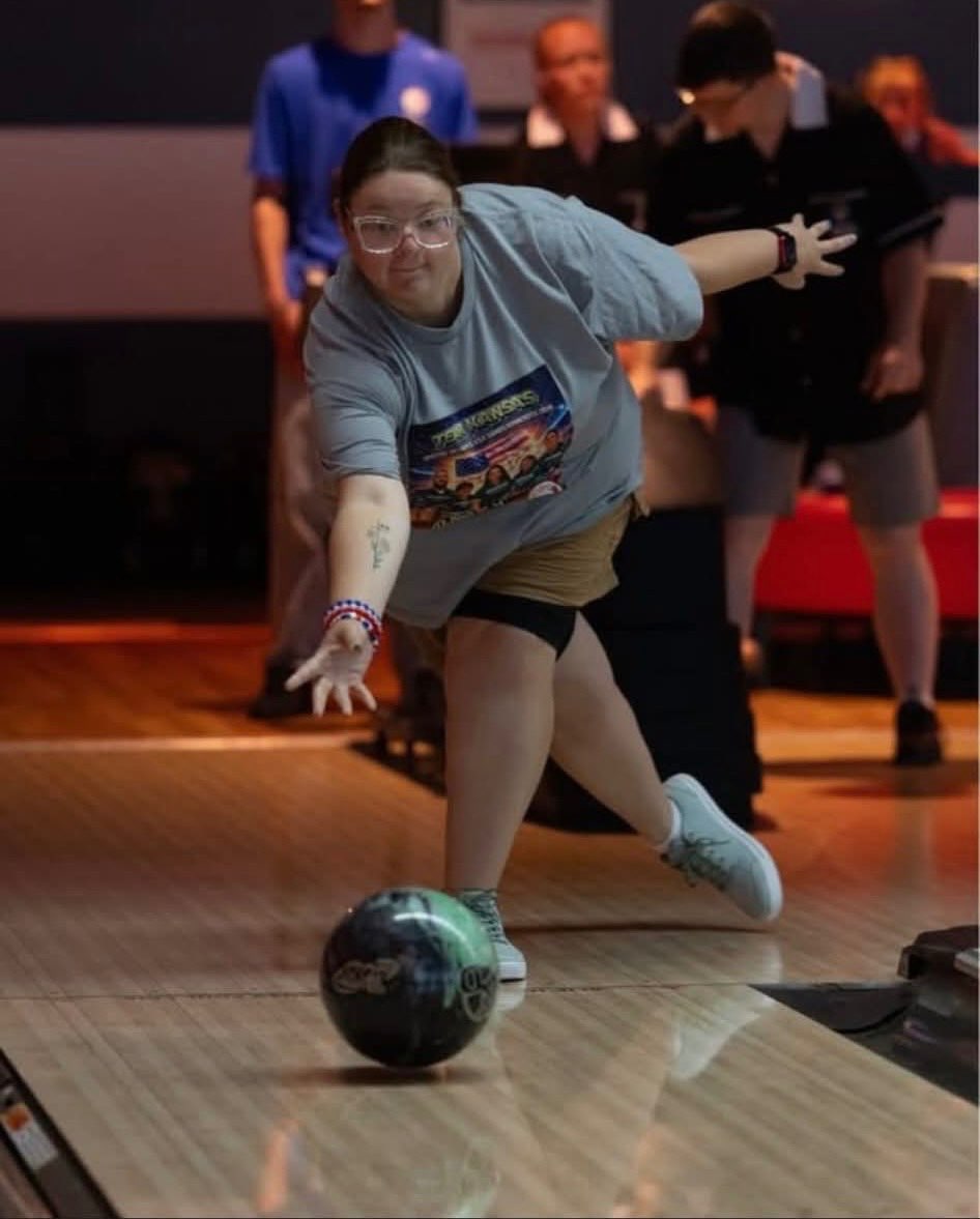 Lakin Eckroat is pictured bowling at the 2026 Special Olympics USA Games. Photo courtesy from Tiffany Schulte&nbsp;