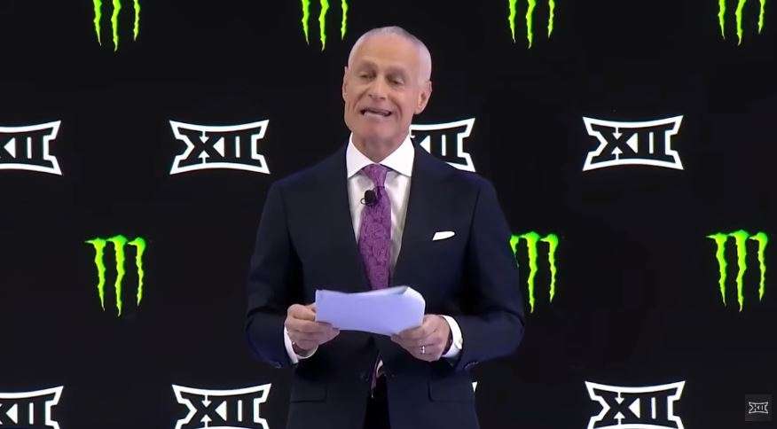 Big 12 Commissioner Brett Yormark at the 2026 Monster Energy Big 12 Football Media Days in Frisco, Texas. (Big 12 Conference YouTube)