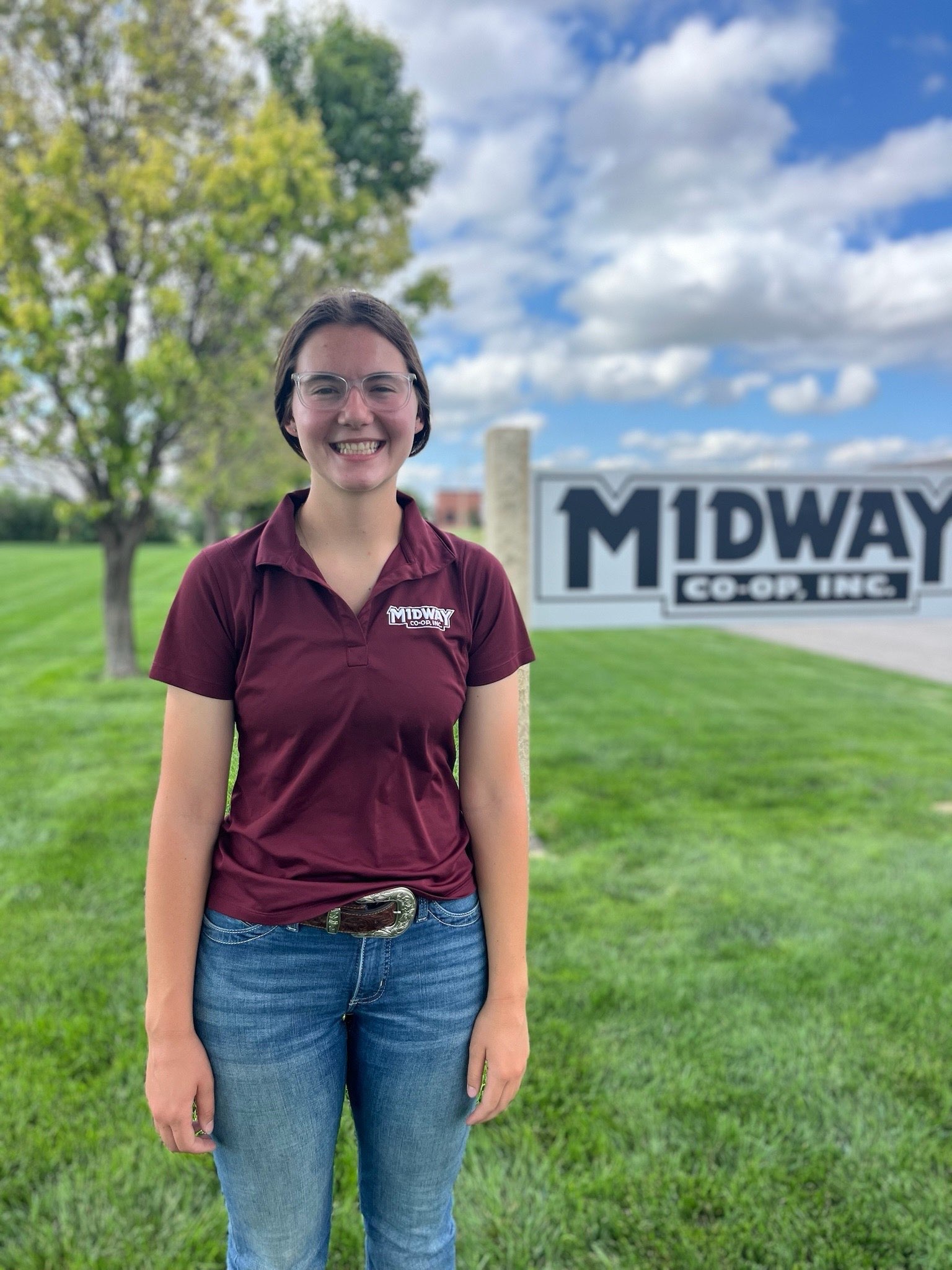 Morgan Ourada, of Amherst, Nebraska, is spending the summer as an Agronomy Intern with Midway Co-op. A Kansas State University student majoring in Agronomy with a Production &amp; Consulting focus, she is gaining hands-on experience while working alongside Midway's agronomy team throughout North Central Kansas, Photo courtesy by Midway Co-op&nbsp;<br>