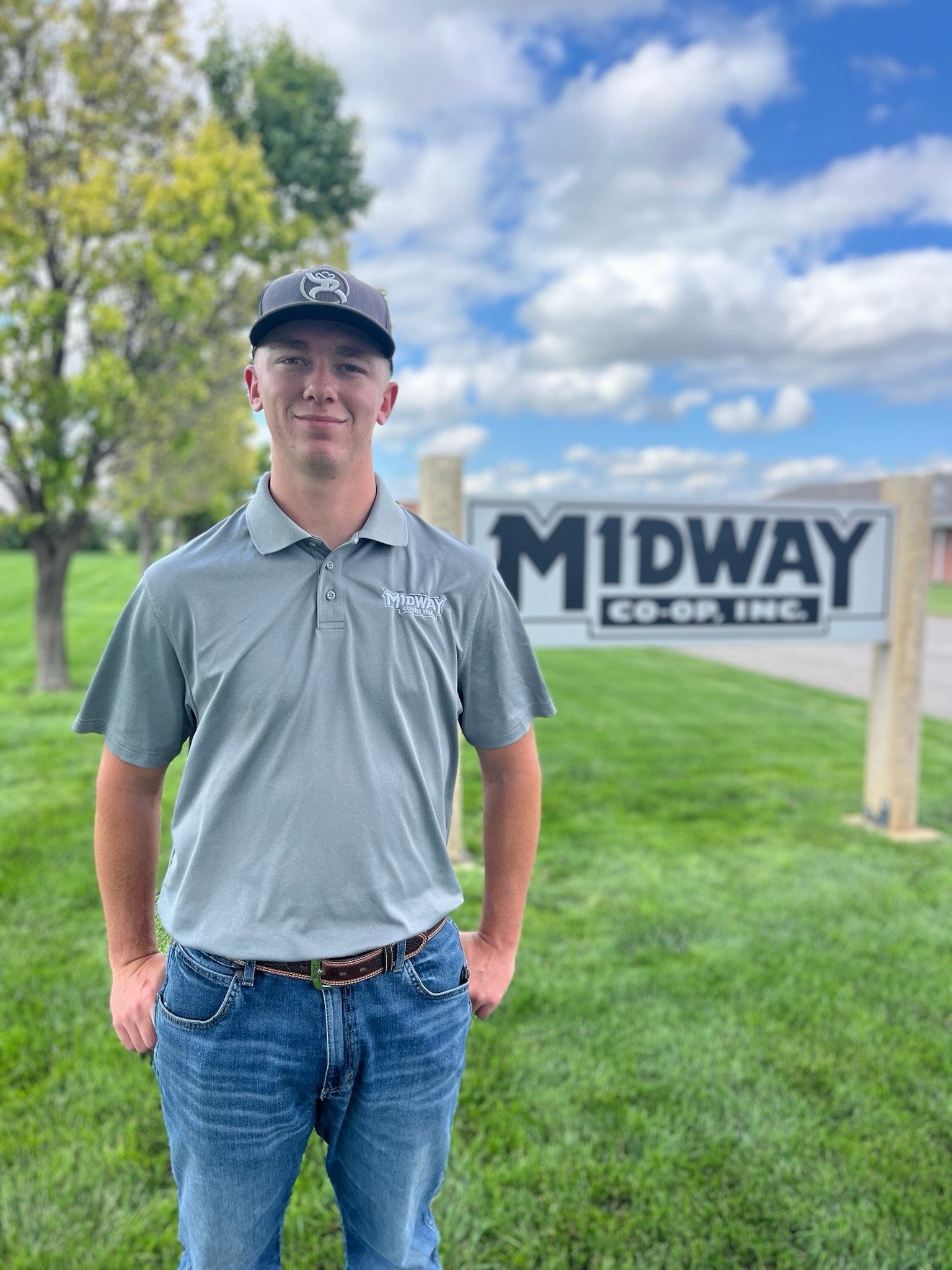 Aiden Conrad, of Osborne, Kansas, is spending the summer as an Agronomy Intern with Midway Coop. A Kansas State University student majoring in Agronomy with a minor in Agricultural Business, he is gaining hands-on experience while working alongside Midway's agronomy team serving producers throughout North Central Kansas, Photo courtesy of Midway Coop<br>