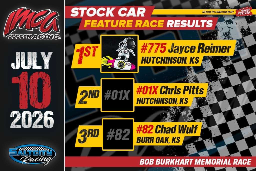 IMCA Stock Car Feature Race July 10, 2026 (Photo courtesy Salt City Racing)