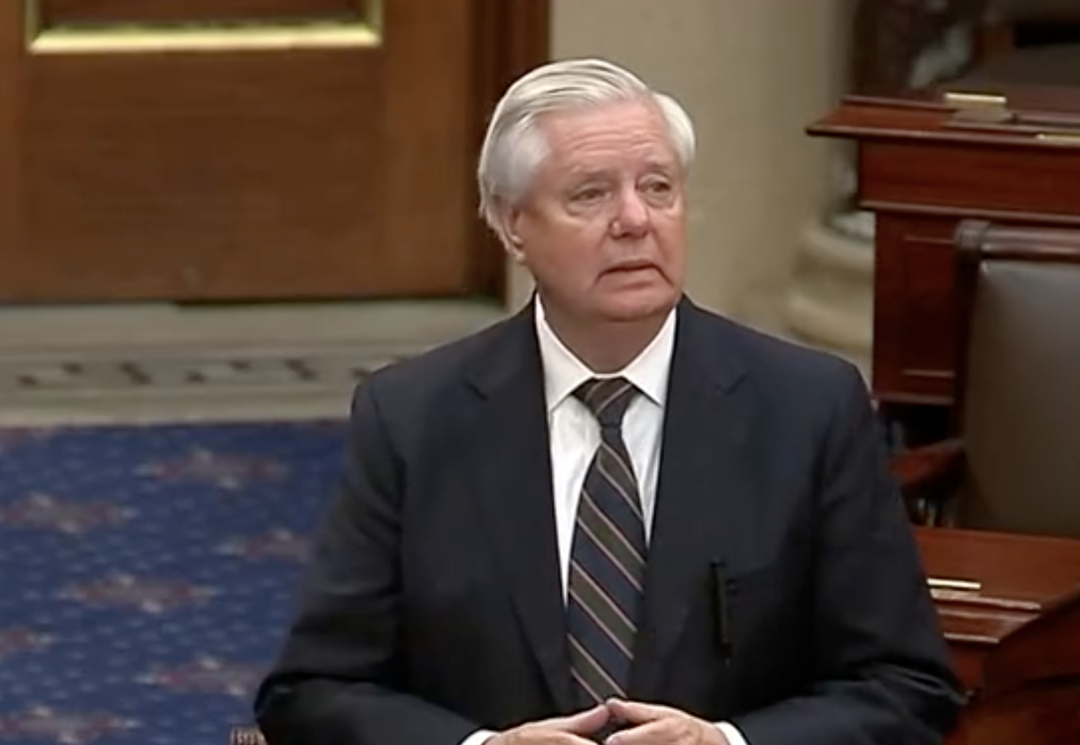 In March, Sen. Lindsey Graham (R-SC) spoke on the chamber floor about the ongoing conflict in Iran.-photo from CSPAN video