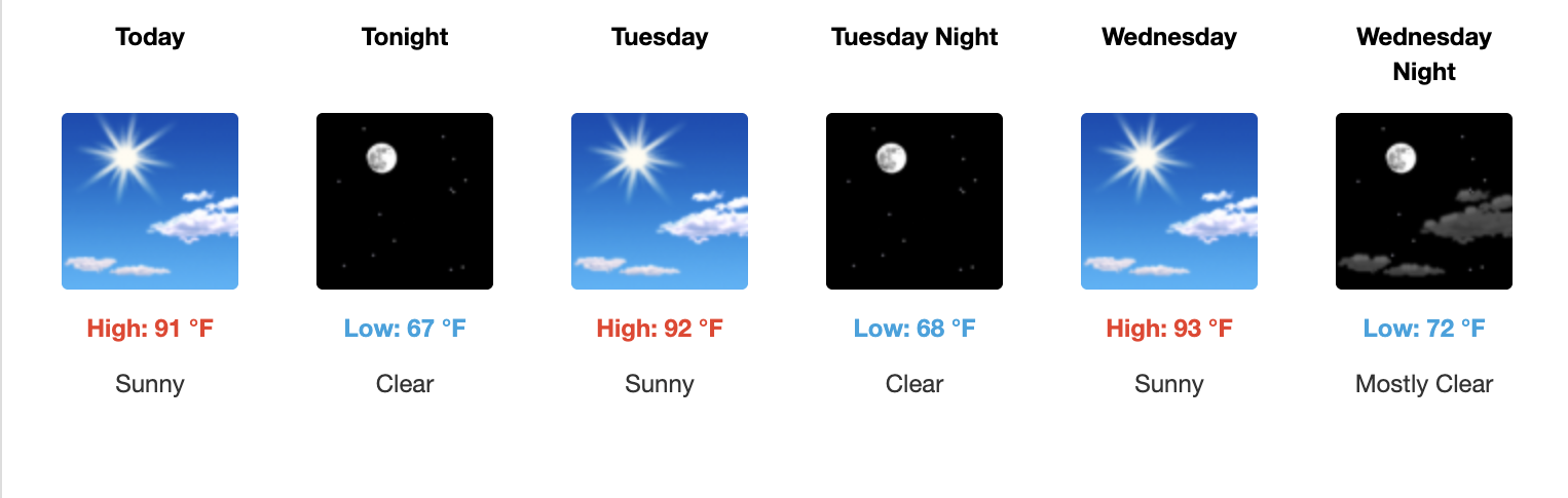 Three day weather forecast Salina, July 13 - July 15 - US National Weather Service