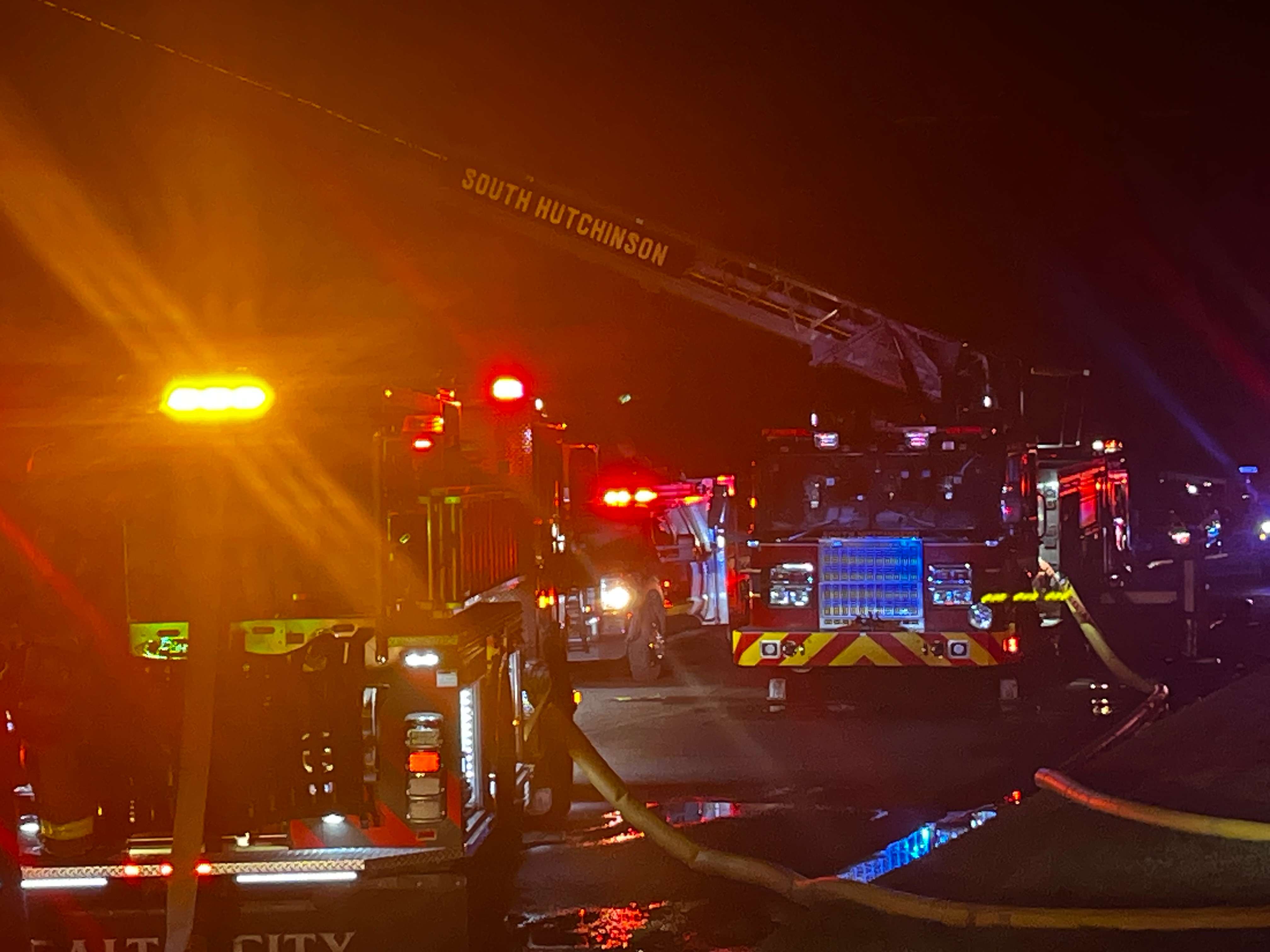 -Firefighters from multiple departments battled a house fire in South Hutchinson on July 13, 2025 (Hutch Post photo)