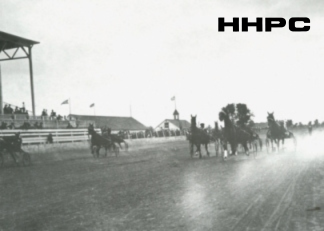 Grandstand Events - 1920 Kansas State Fair - Silky Horse Racing in Front of Grandstand. Courtesy of the Conard-Harmon Collection.
