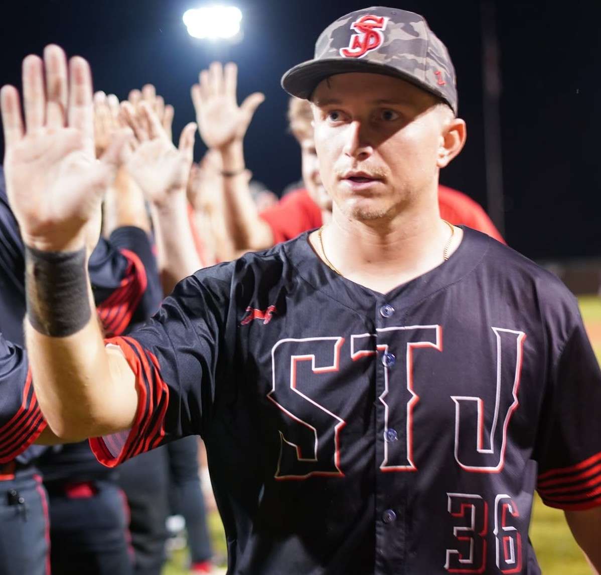 Brayden Luikart homered twice but the St. Joseph Mustangs fell to the North Missouri Natty's 6-4, losing their nine game winning streak/ Photo courtesy of St. Joseph Mustangs