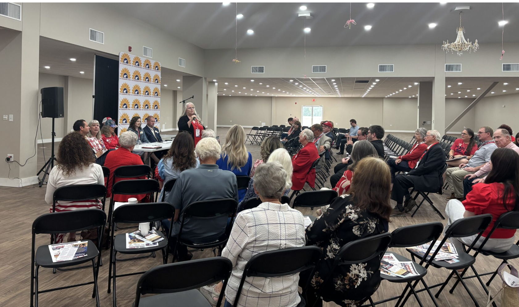 Kelly Ancar speaks at a GOP convention in Pittsburg while campaigning for the state board. (Photo submitted by Kelly Ancar)