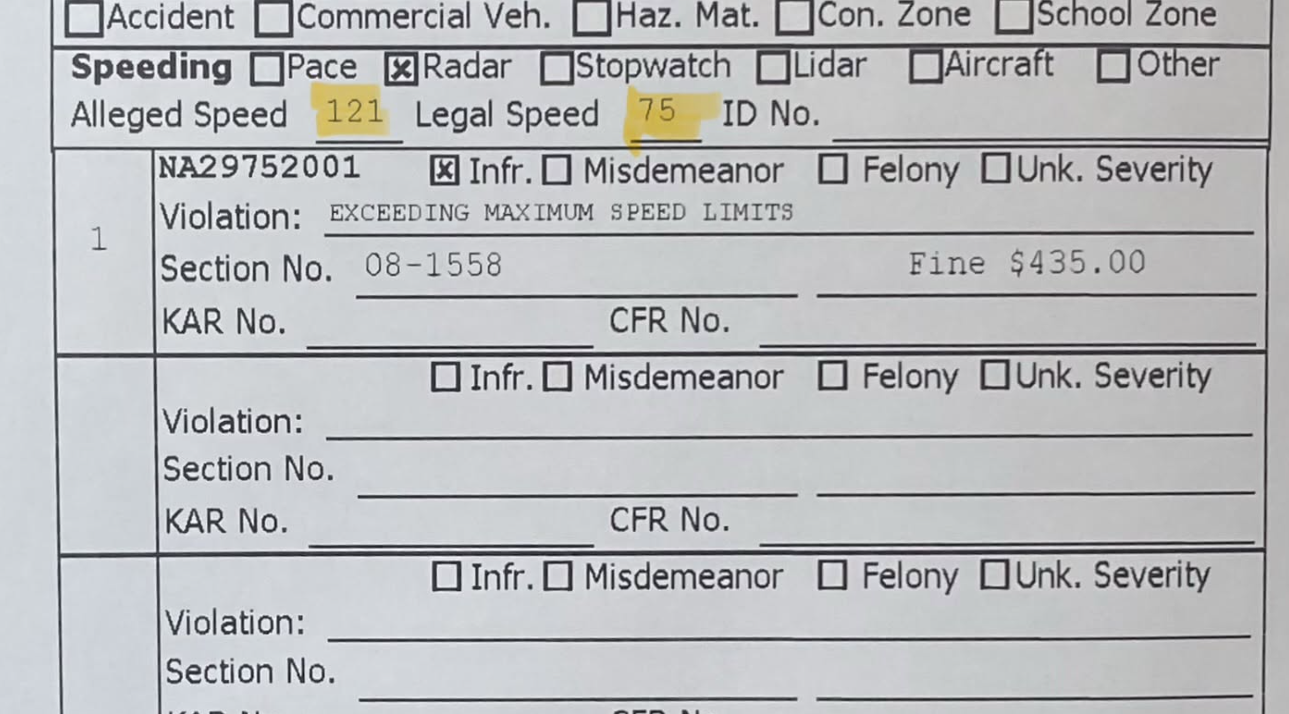 $435 ticket Photo KHP