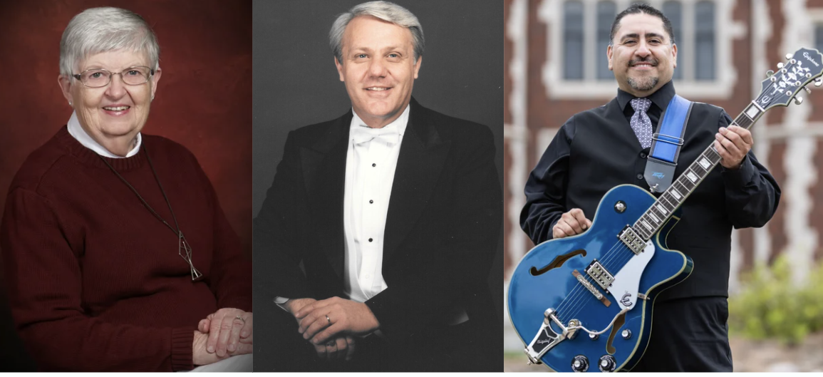 From left to right: Beverly Salmon ’57, Dr. Donald “Don” Donaldson ’60 and Jake Montoya ’05 - Photos provided by KWU