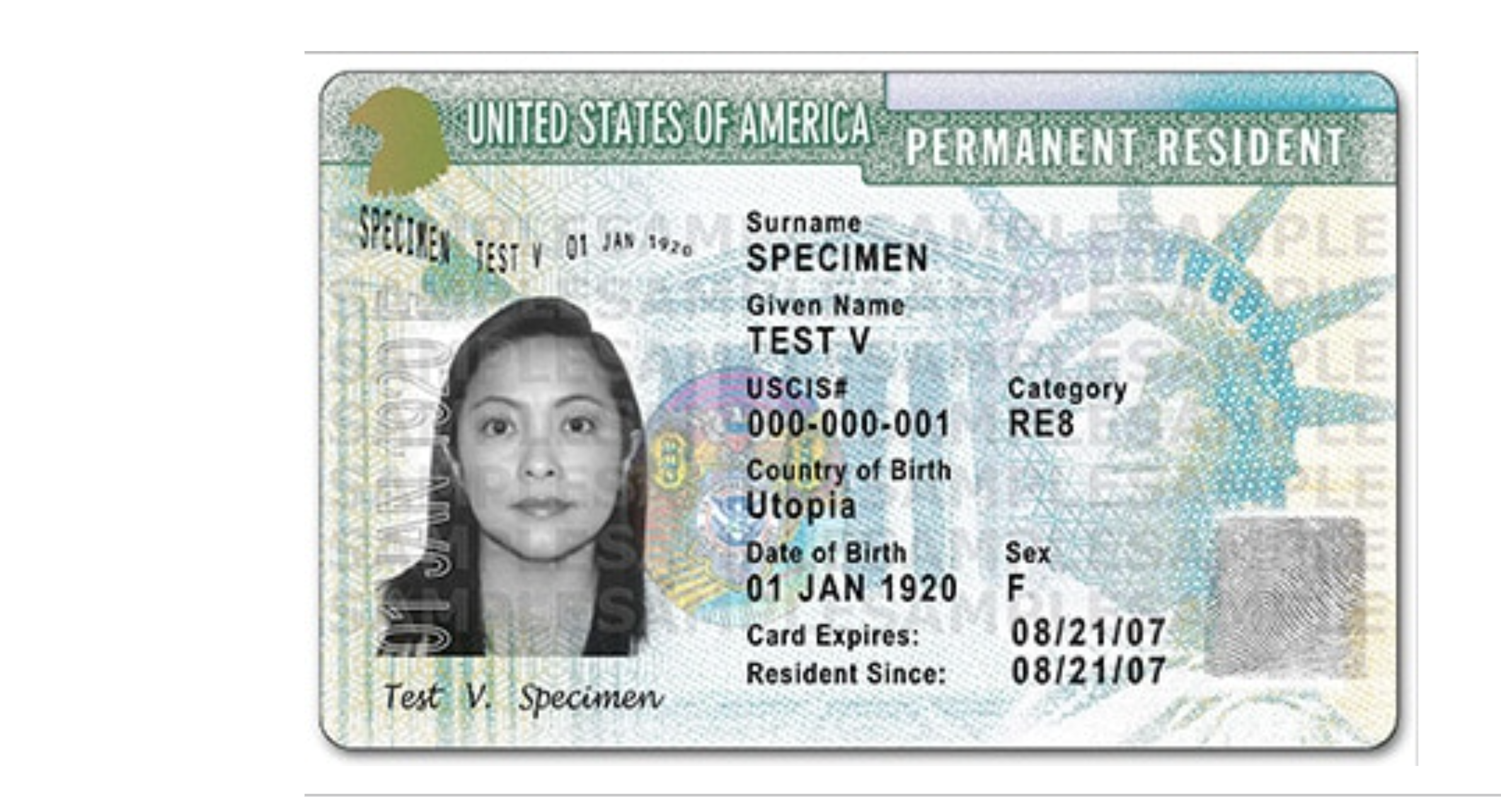 Sample -photo U.S. Customs and Immigration