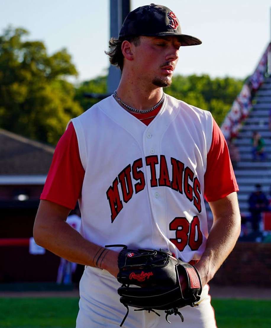Landon Jaynes struckout 11 batters but gave up six runs over six innings in a loss to the Carrol Merchants for the St. Joseph Mustangs/ Photo courtesy of St. Joseph Mustangs