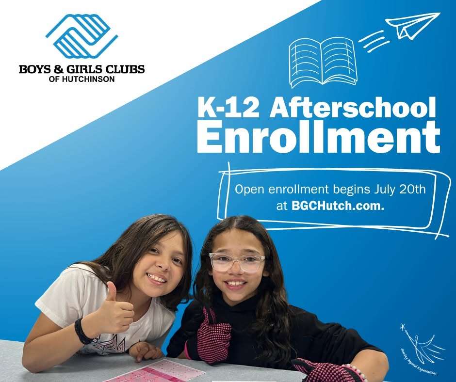 After school enrollment for the Boys and Girls Clubs of Hutchinson begins July 20, 2026)