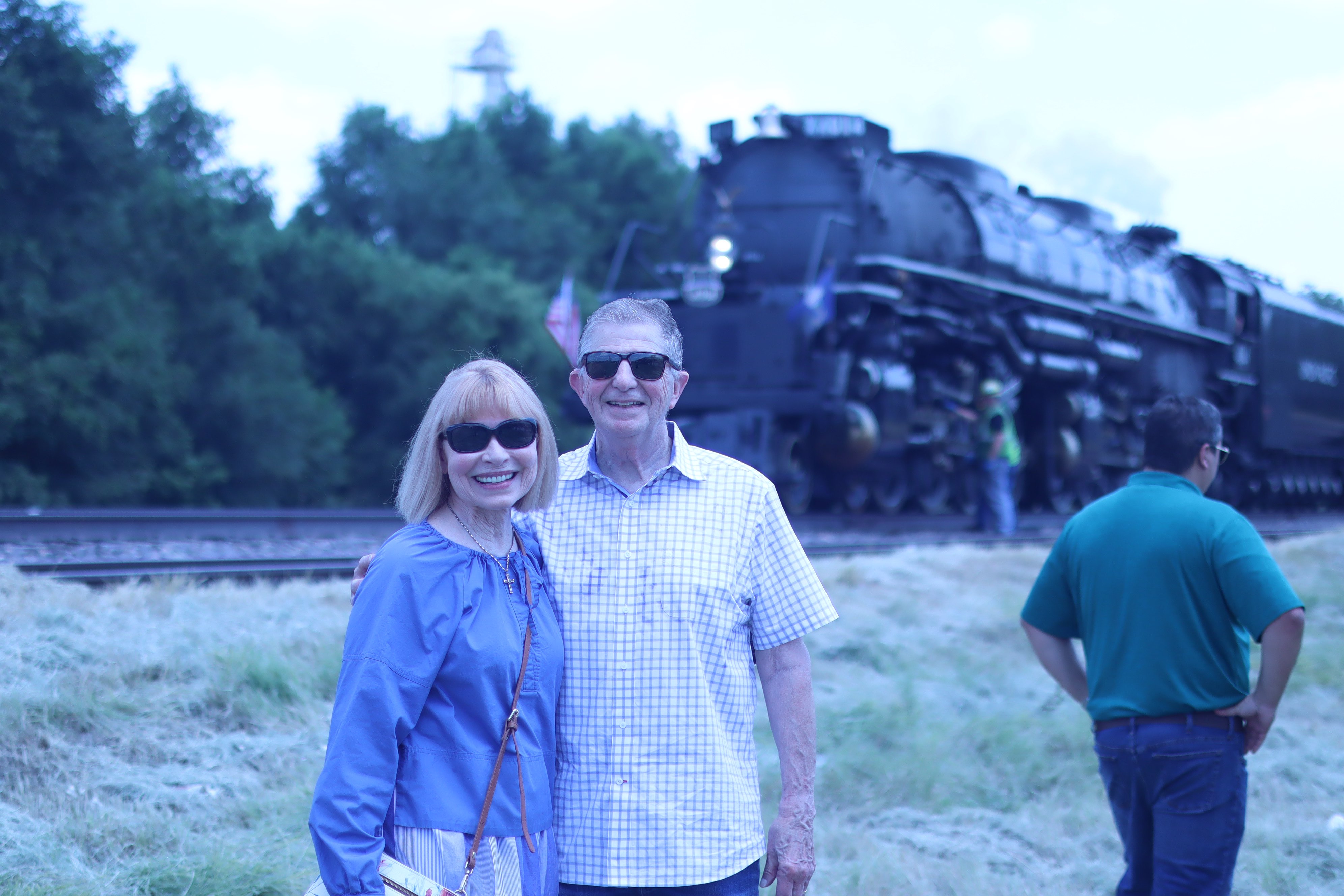 Laah and Terry Tucker from Rogers, Arkansas pose for a picture in front of Union Pacific's “Big Boy” No. 4014. Photo by Alin Hett/Hays Post.&nbsp;