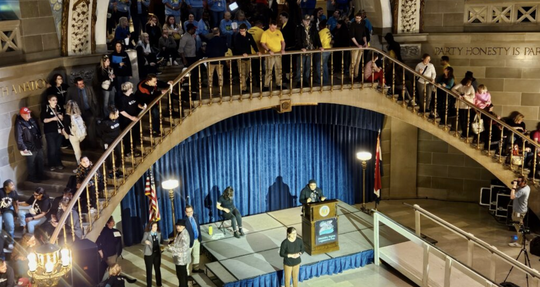  About 1,200 Missourians with disabilities, their families, care staff and advocates crowded into the Capitol in February to attend Disability Rights Legislative Day, as lawmakers contemplated cuts to home and community based services (Rudi Keller/Missouri Independent).