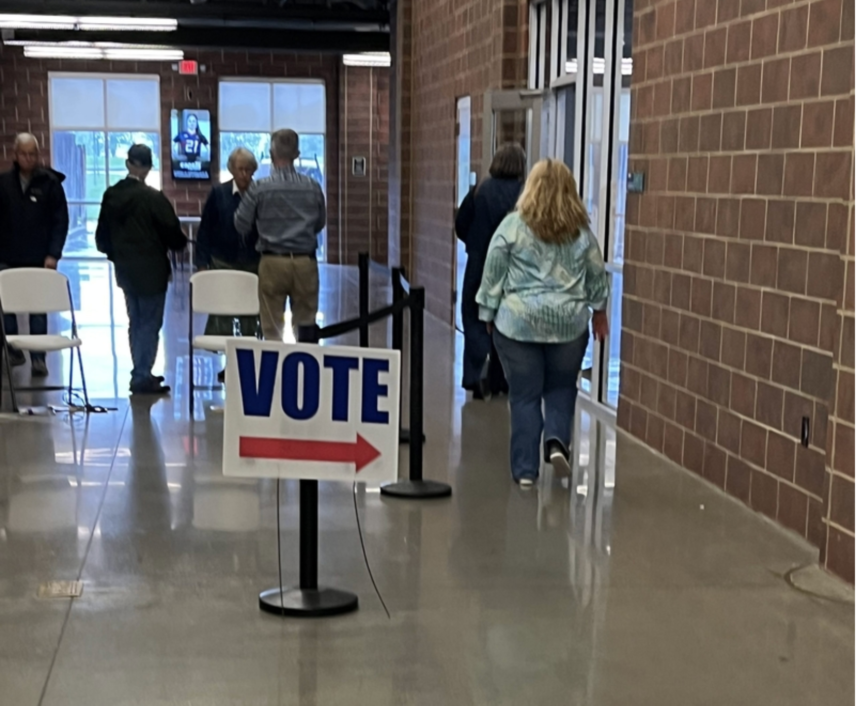 Voters head into a polling site at Grand Park in Westfield, Indiana, on May 5, 2026. (Photo by Tom Davies/Indiana Capital Chronicle)