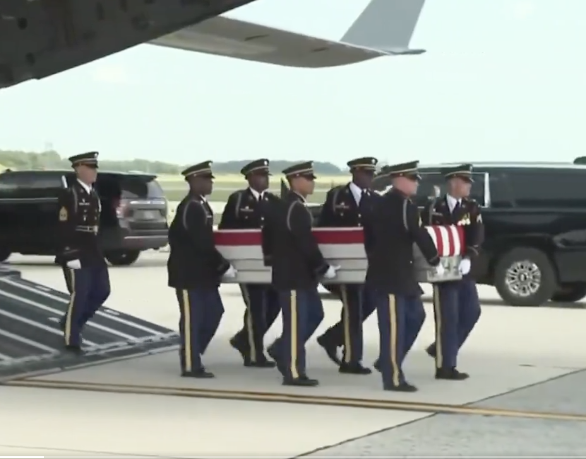 The dignified transfer for 4 members of the U.S. military last week- image from CSPAN video