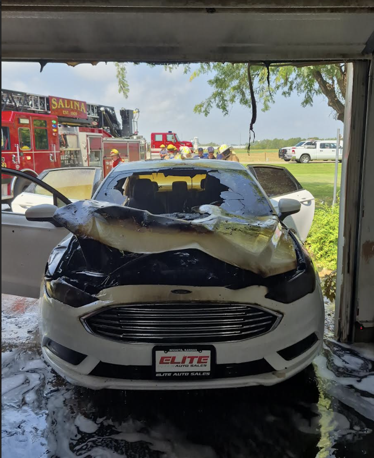 Ford Fusion catches on fire at south Saline County home on July 24 - Photo, Saline County Sheriff's Office