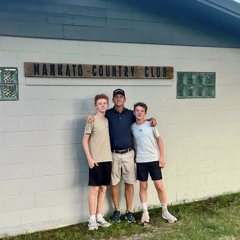Ebert with his two boys during the journey.